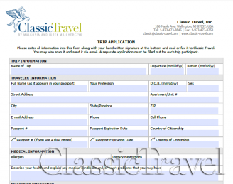 Classic Travel - Trip Application